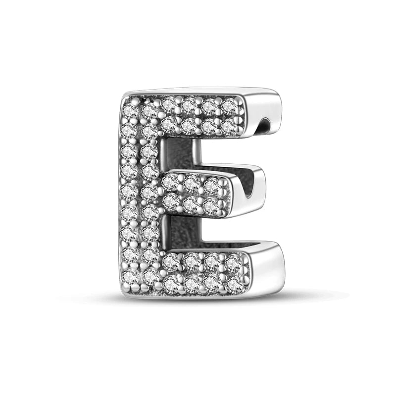 Real 925 Sterling Silver Charms Bracelets Classic 26 Letters Alphabet Charms Beads For Women Fine DIY Wedding Jewelry Gift