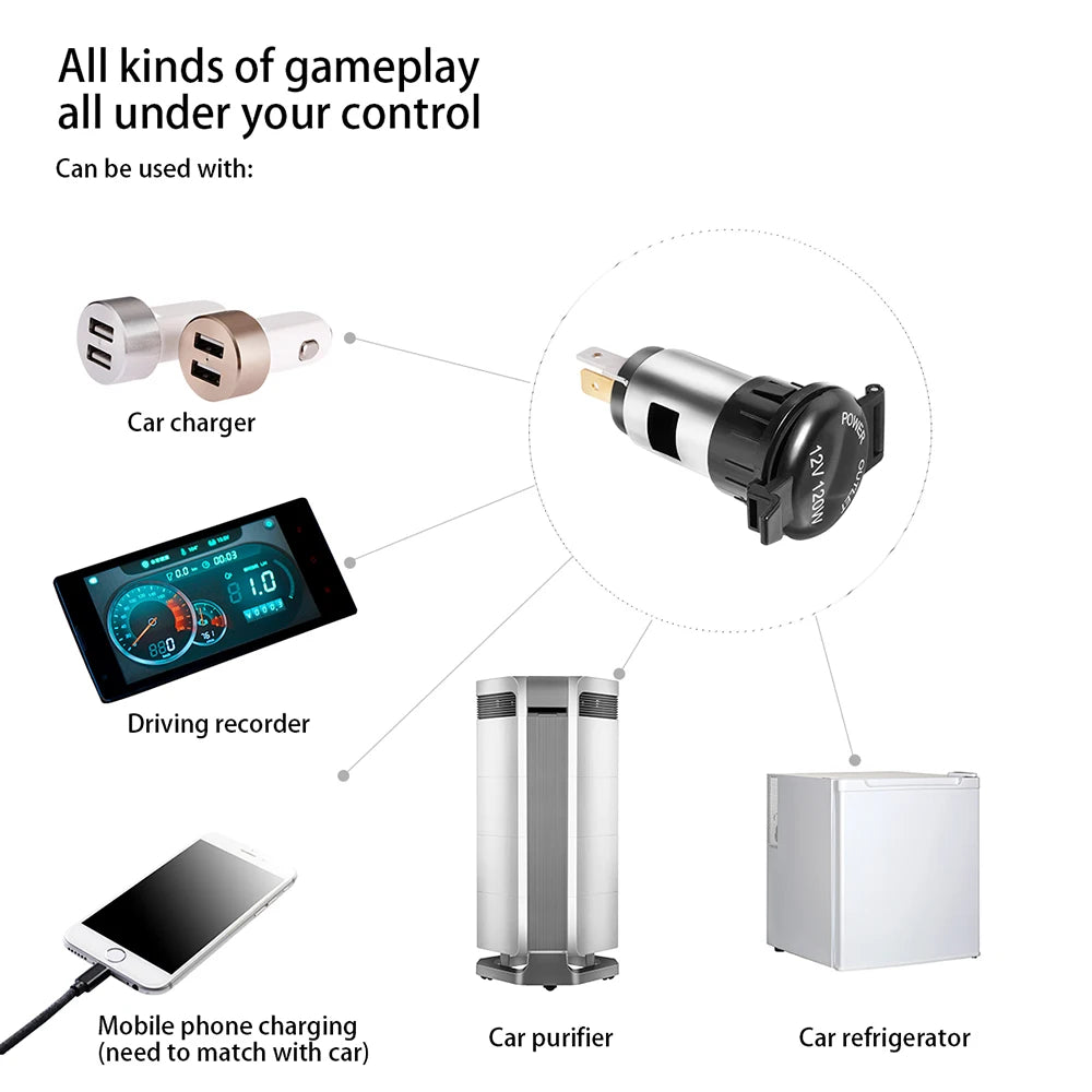 Auto 12V-24V 120W-250W Cigarette Lighter Socket Power Plug Outlet Replacement Parts for Car Truck Cigarette Lighter Splitter