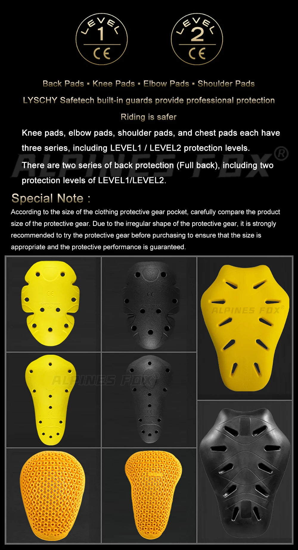 CE Level 2 Certified Motorcycle Jacket Insert Back Protector Thicken High Elasticity Rider Armor Chest Back Spine Protective Pad