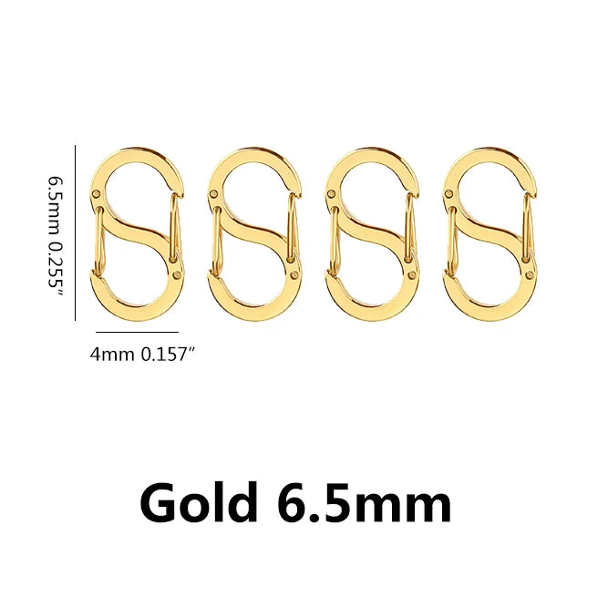 4pcs Letter S Lobster Clasps Stainless Steel Buckle Spring Snap Hook Carabiner Necklaces Connectors for DIY Jewelry Making