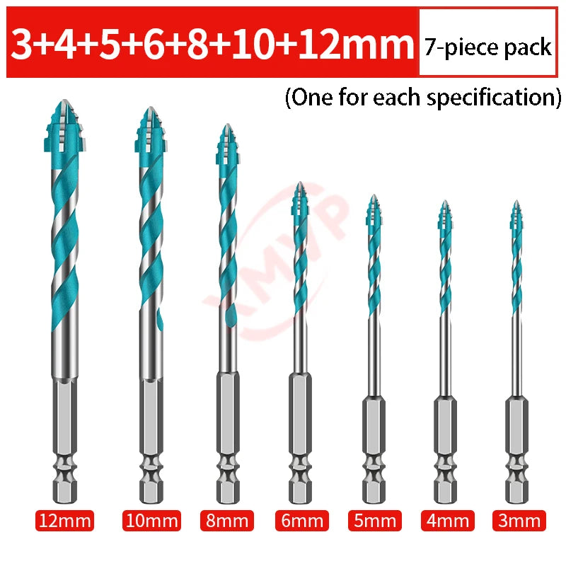 Four-edge serrated drill, eccentric drill bit, high-hardness tile and concrete drilling Super hard electric drill dry drilling
