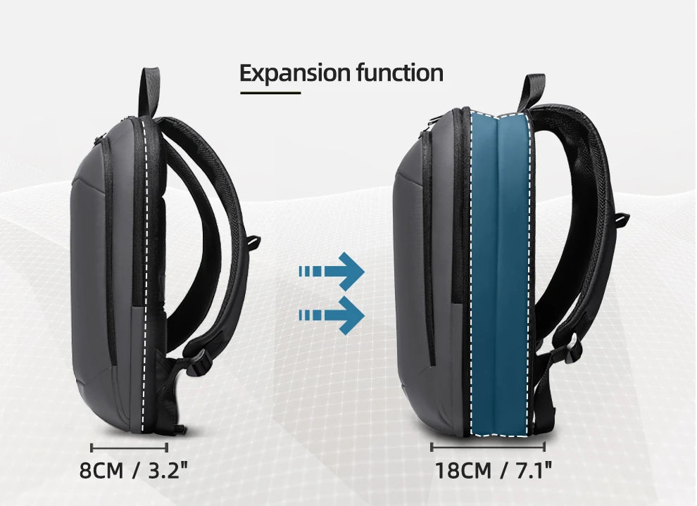 HcanKcan Men's Expandable Backpack Multifunction 17.3inch Laptop Bag Fashion Waterproof Travel Backpack Lightweight Business Bag