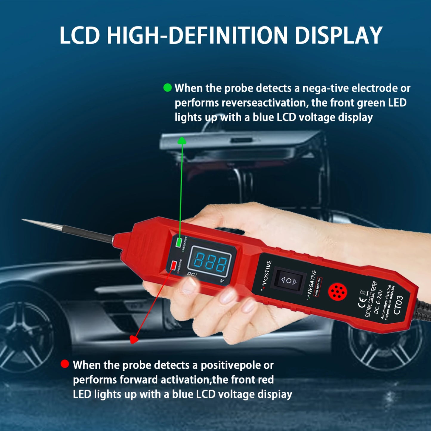 High-Performance Multifunctional Automotive Circuit Tester and Drive Detector - Digital Display, Adjustable Resistance, Ergonomic Design, Used for Electrical System Diagnostics, Circuit Switch Inspection, Vehicle Maintenance