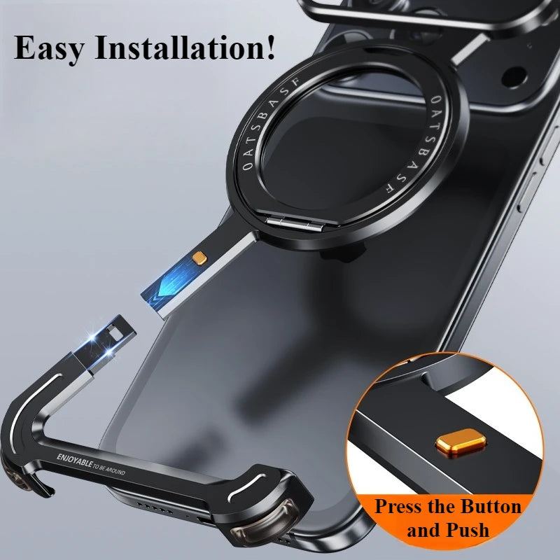Oatsbasf Phone Case for iPhone 17 Pro/Pro Max/17/Air with 360° Rotatable Stand Metal Frameless Magsafe Protective Shockproof