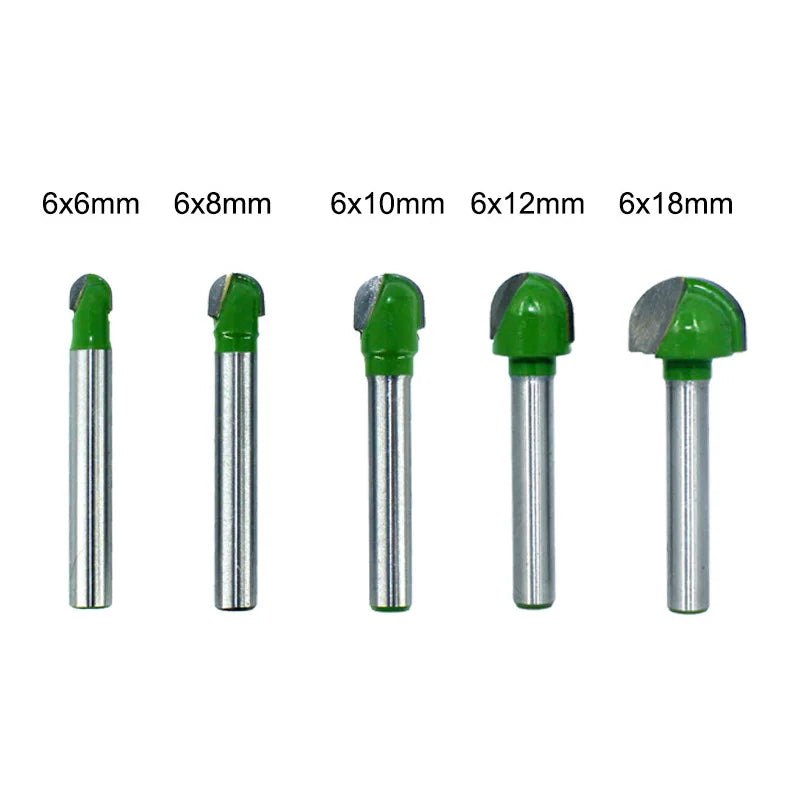 Round Bottom Over Nose Router Bit CNC 6mm Router Bit Set Carbide Ball End Mill 6mm 8mm for Wood Woodworking