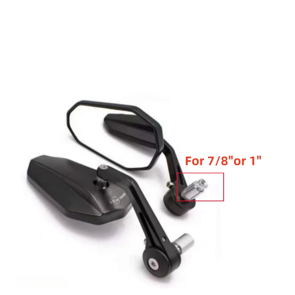 7/8"Motorcycle Handle Bar End Mirrors Black Side Mirror For Yamaha MT/FZ/TMA Kawasaki Z650-up Honda CB-R Rearview Mirror