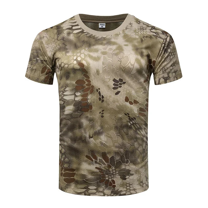 Camouflage 3D T-shirt men's outdoor fashion casual round neck short sleeved summer street outdoor sports T-shirt lightweight bre