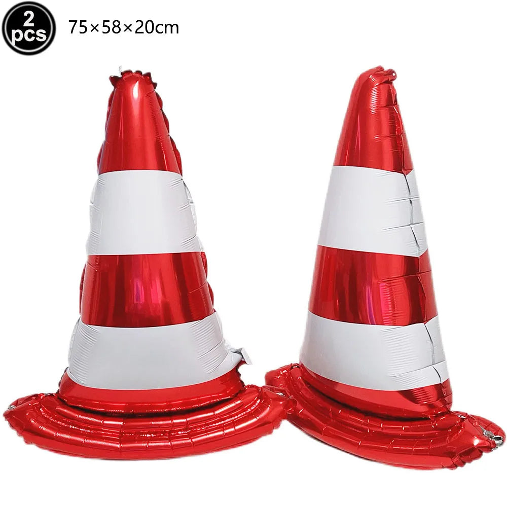 Traffic Cones and Racing Checkered Flags Black White Flags Kids Racing Theme Decorations for Race Car Birthday Party Supplies