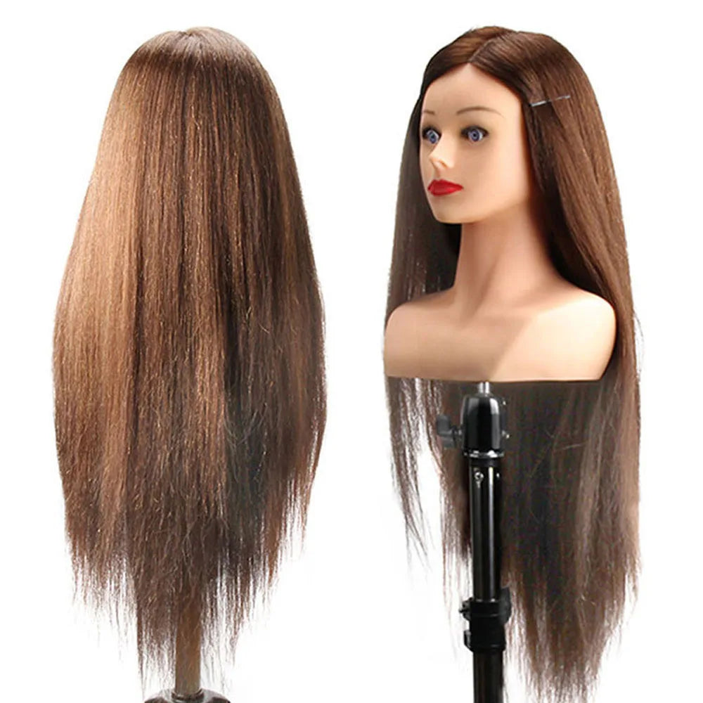Training Head Wirh Shoulder 28inch Mannequin Head Professional Dolls Head For Cosmetology Manikin Salon Tools Brown Golden