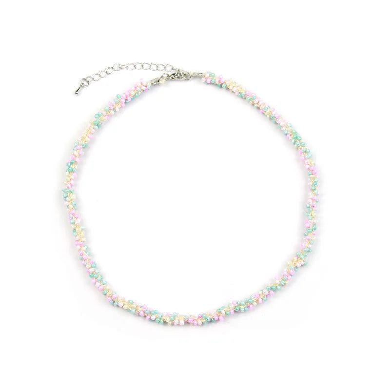 Simple Seed Beads Strand Choker Fashion Korean Collar Charm Colorful Handmade Bohemia Necklace Women Beach Female Jewelry