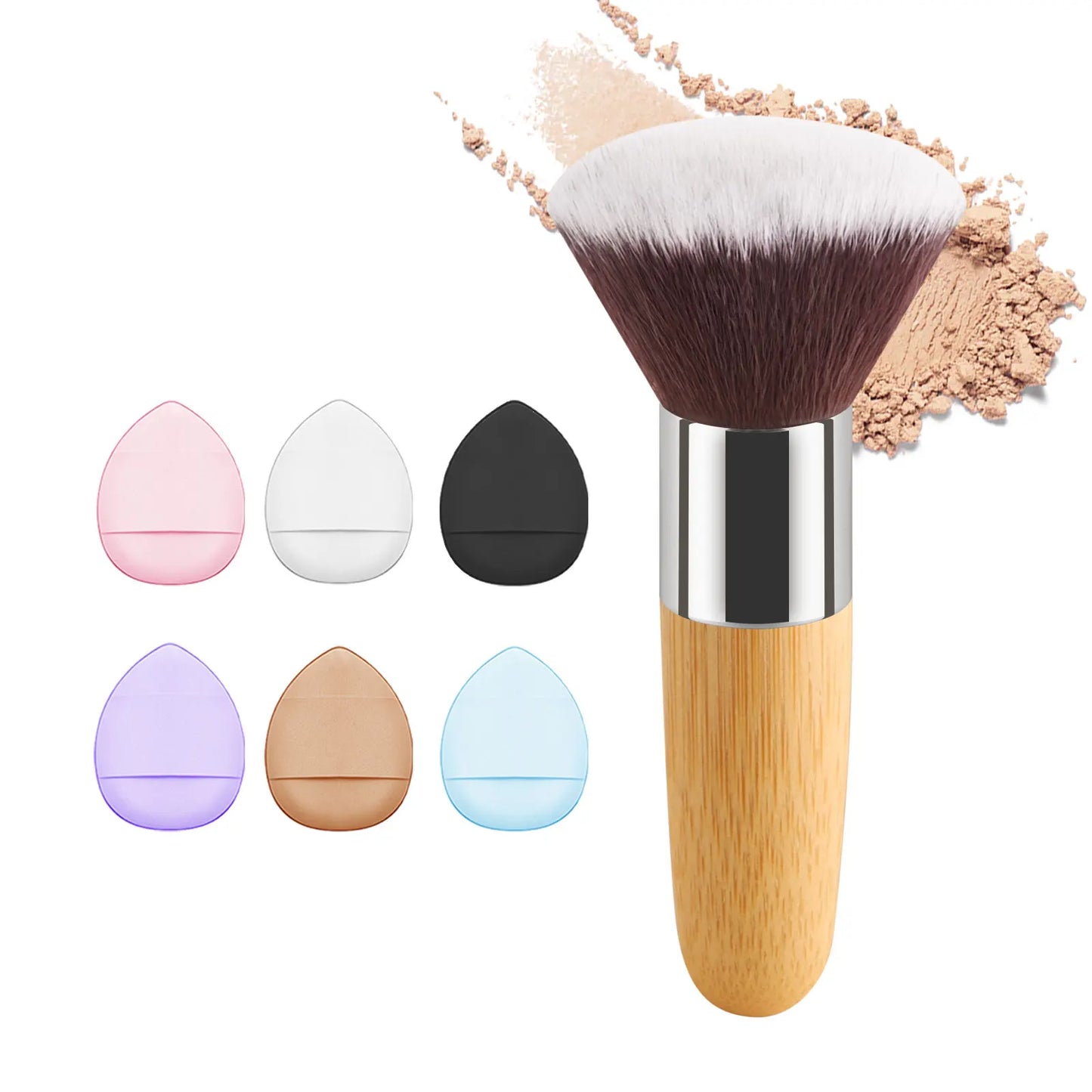 1pc Soft Make up brushes Foundation Powder blusher blending contour Professional High quality with powder puff with 6 fingers