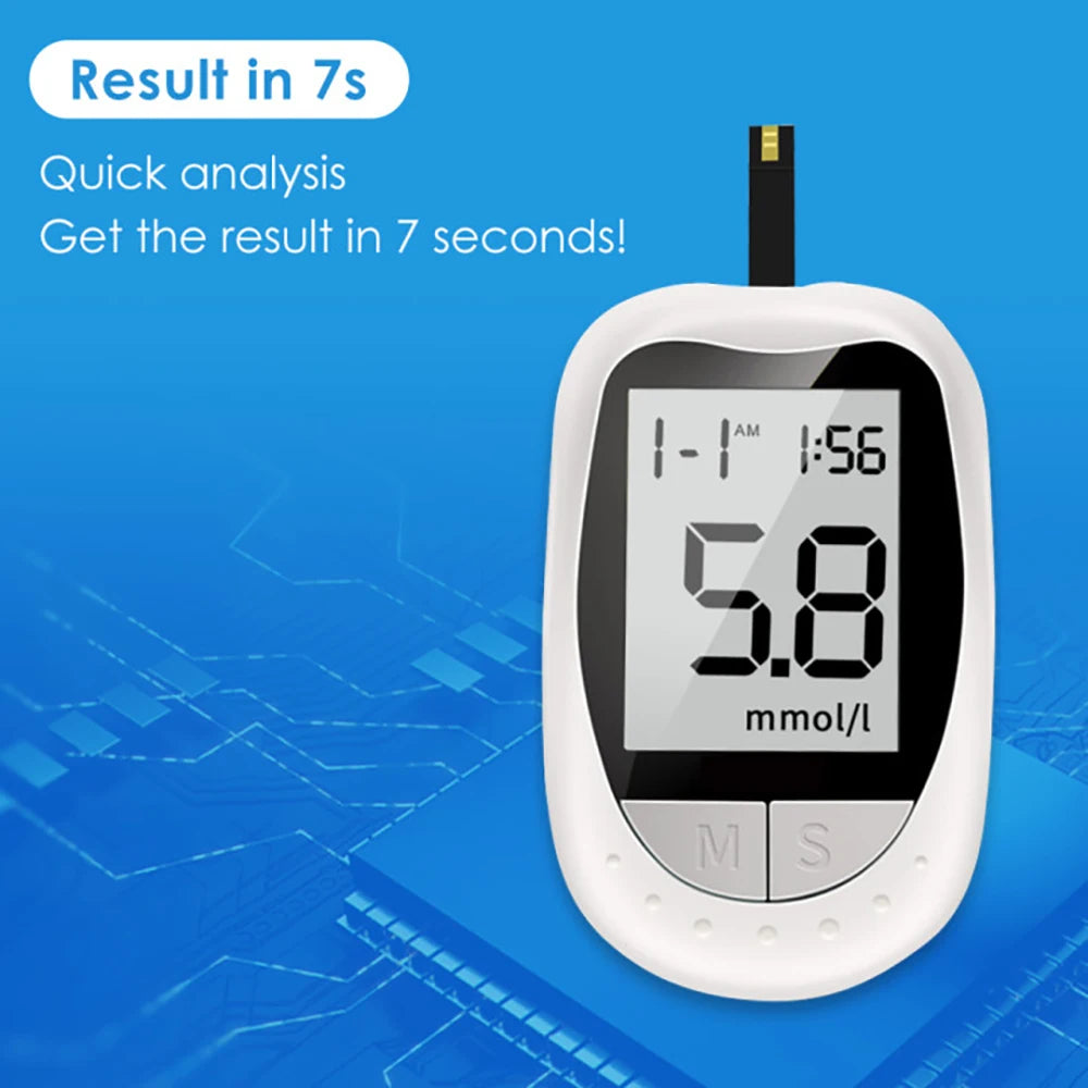 AJC Blood Glucose Meter Glucometer Kit Code Free Diabetes Test 50/100pcs Strips With Lancets Medical Blood Sugar Mg/mmol