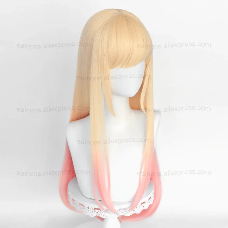 Anime Marin Kitagawa Cosplay Wigs 80cm Long Straight Pink Dyed Gradient Heat Resistant Synthetic Hair