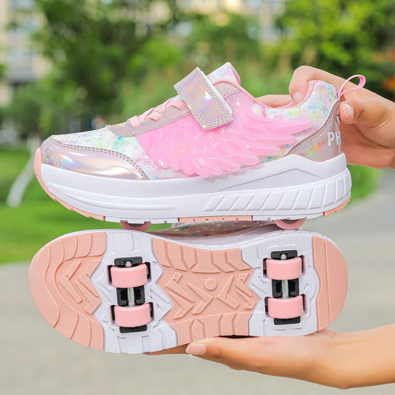 Kids Roller Skate Shoes Snickers With 4-Wheels Children Rollerskates Fashion Outdoor Sports Shoes Girls Boys Gifts