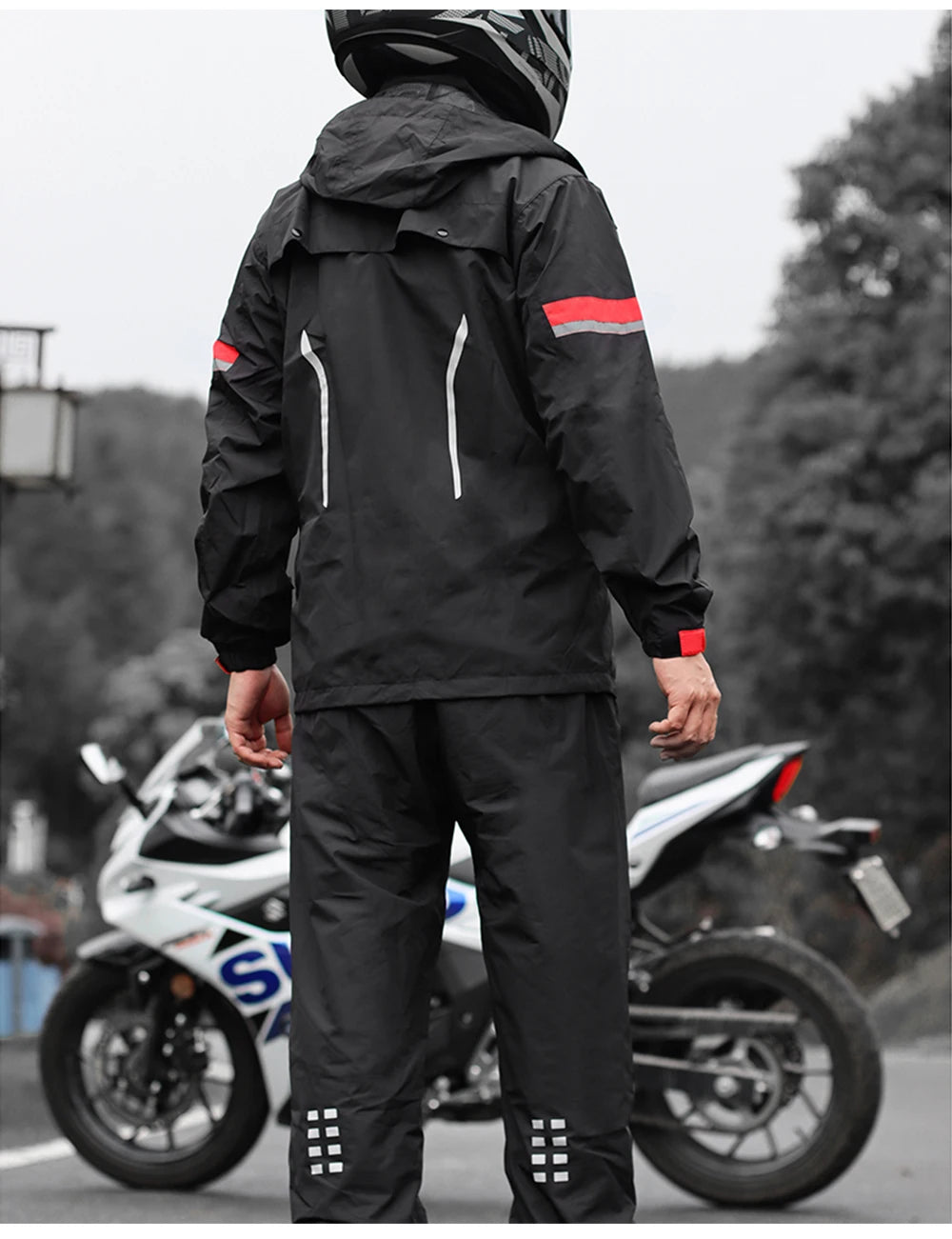 Motorcycle Raincoat Suit Rainstorm Prevention Jacket Pants Camping Hiking Fishing Raincoat Moto Raincoat Motorcyclist Rider Rain