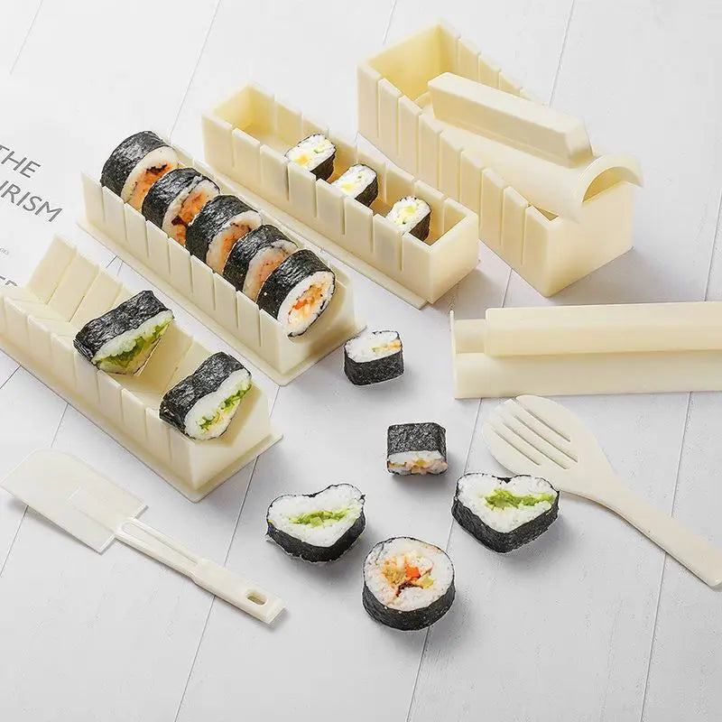 3/10Pieces Sushi Molds 10Shapes Sushi Rice Making Kit Easy Home DIY Sushi Tool Kitchen for Beginners Instruction Manual Included