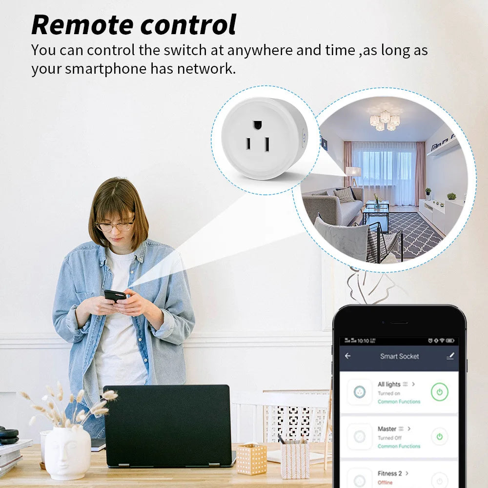 Smart Plug 10A WiFi US Outlet Socket 100-240V Timer Alexa Google Assistant CozyLife APP/Voice Control Group For for Home Auto