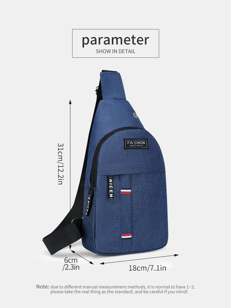 Chest Bag New Men Simple Nylon Fashion Waterproof One Shoulder Crossbody Bag