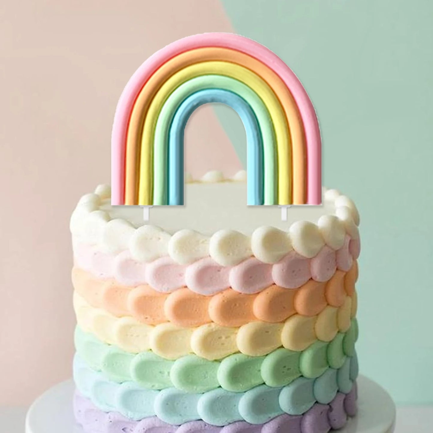 Rainbow Cake Toppers,Three-Dimensional Cloud Rainbow Design Cake Picks for Party Birthday Wedding Cake Decorations Supplies