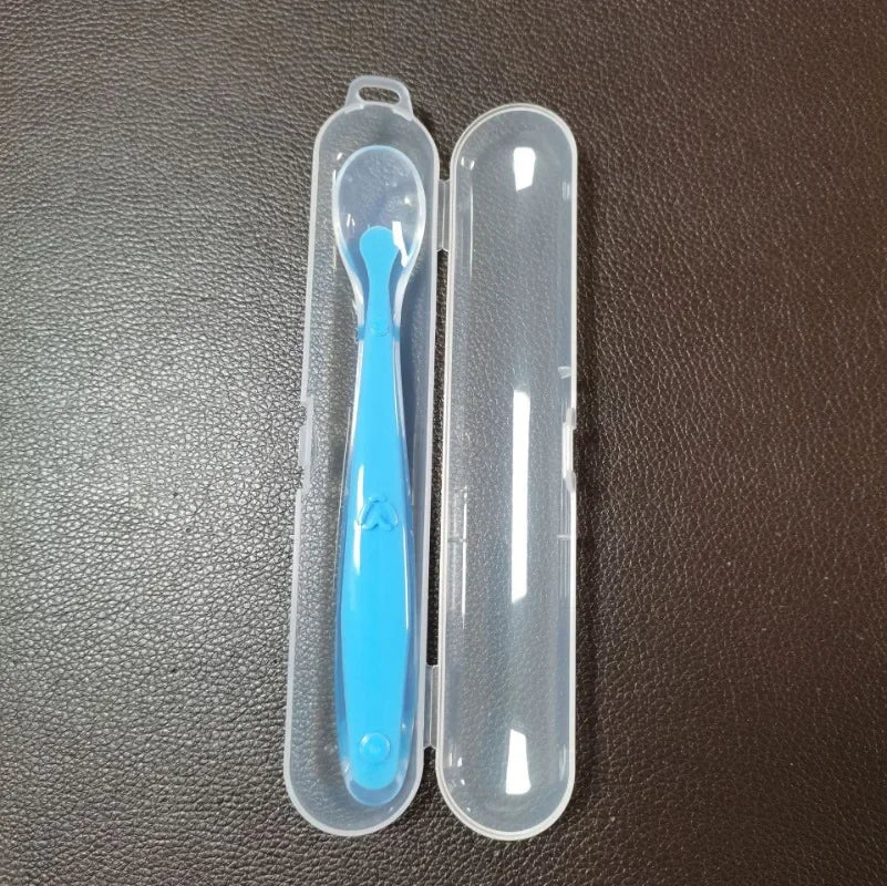 1/2Pcs Silicone Spoon Set Baby Learning to eat Training Spoon Baby Silicone Soft Spoon PP Plastic Box Children's Tableware Box