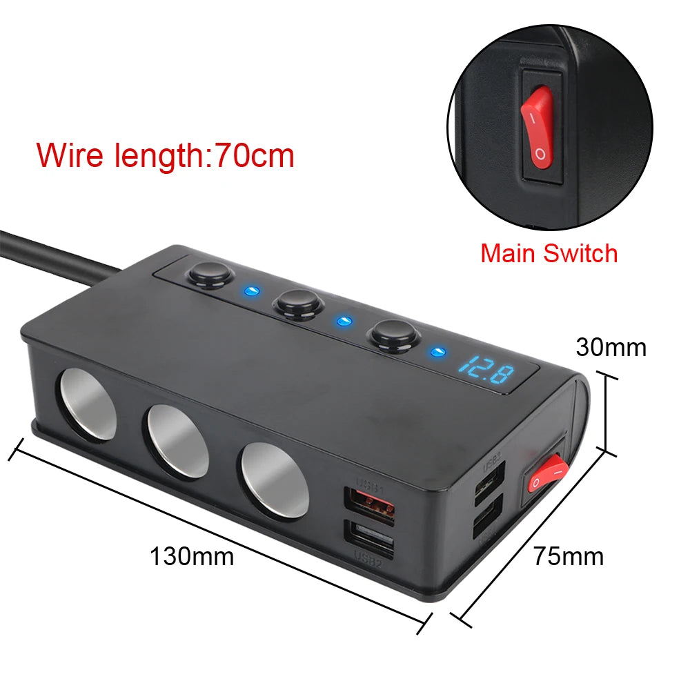 180W 4 Port USB Charging Socket Cigarette Lighter Splitter Quick Charge 12V 24V For Phone IPad 3.0 Car Charger Adapter