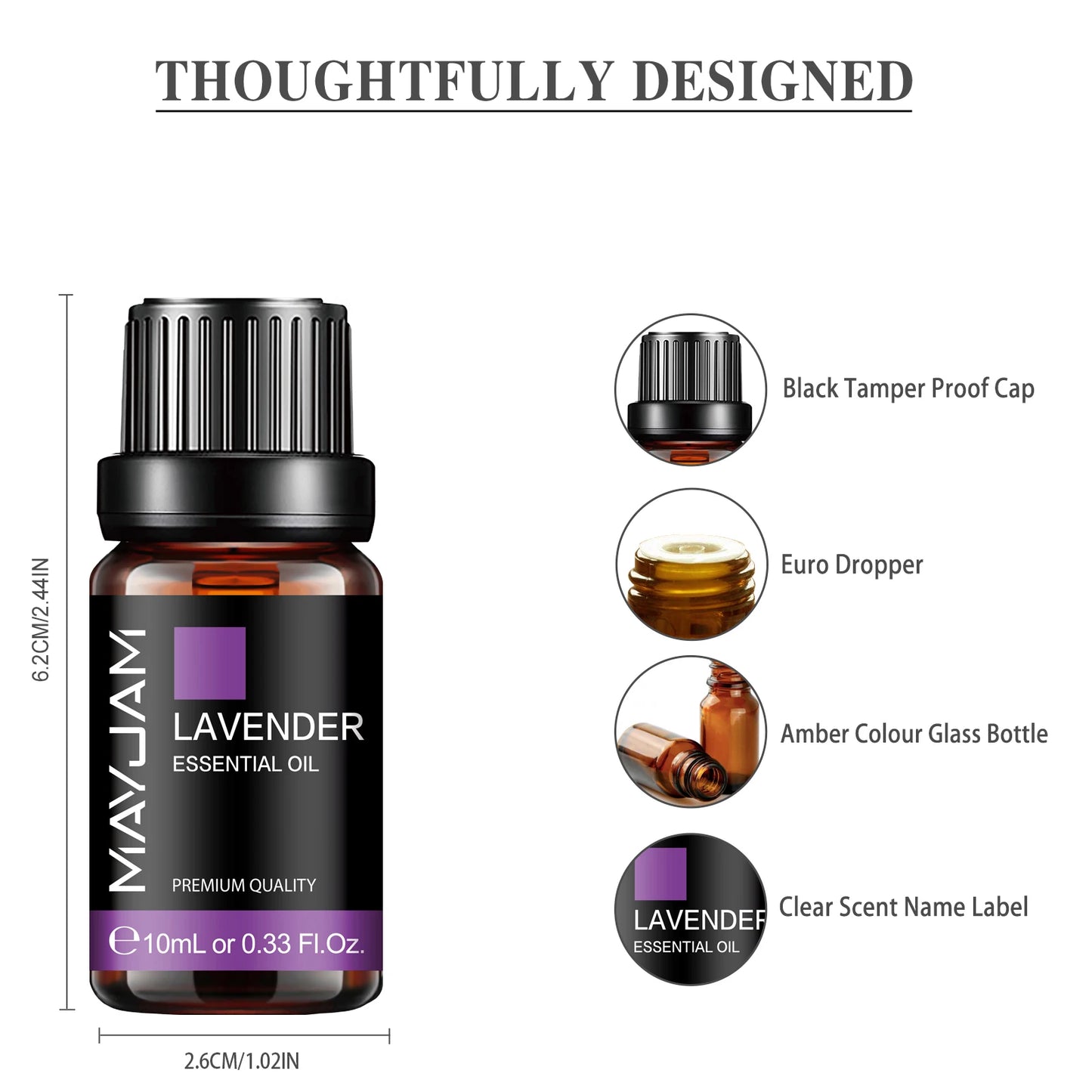 MAYJAM 10ML Lavender Lemongrass Jasmine Vanilla Eucalyptus Rose Lemon Essential Oil For Humidifier Diffuser Candle Making
