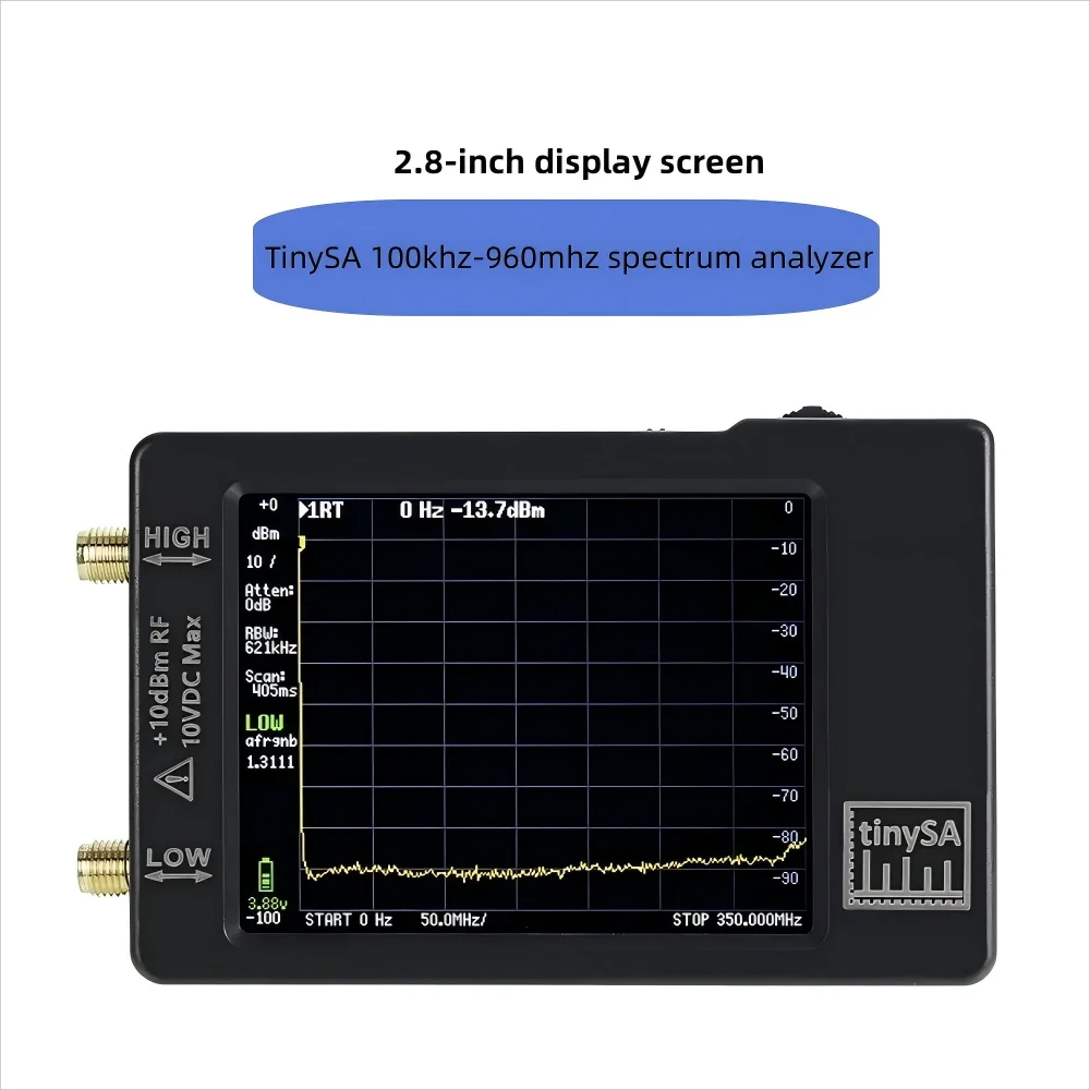 TinySA 100khz-960mhz Spectrum Analyzer, 2.8-inch Screen Mid-Frequency/High-Frequency/Very High-Frequency UHF AnaLyzer