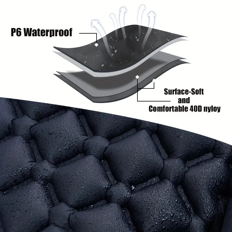 Inflatable Sleeping Pad With Diamond-Shaped Pillow, Durable TPU Air Mattress, Comfortable & Portable For Outdoor Camping