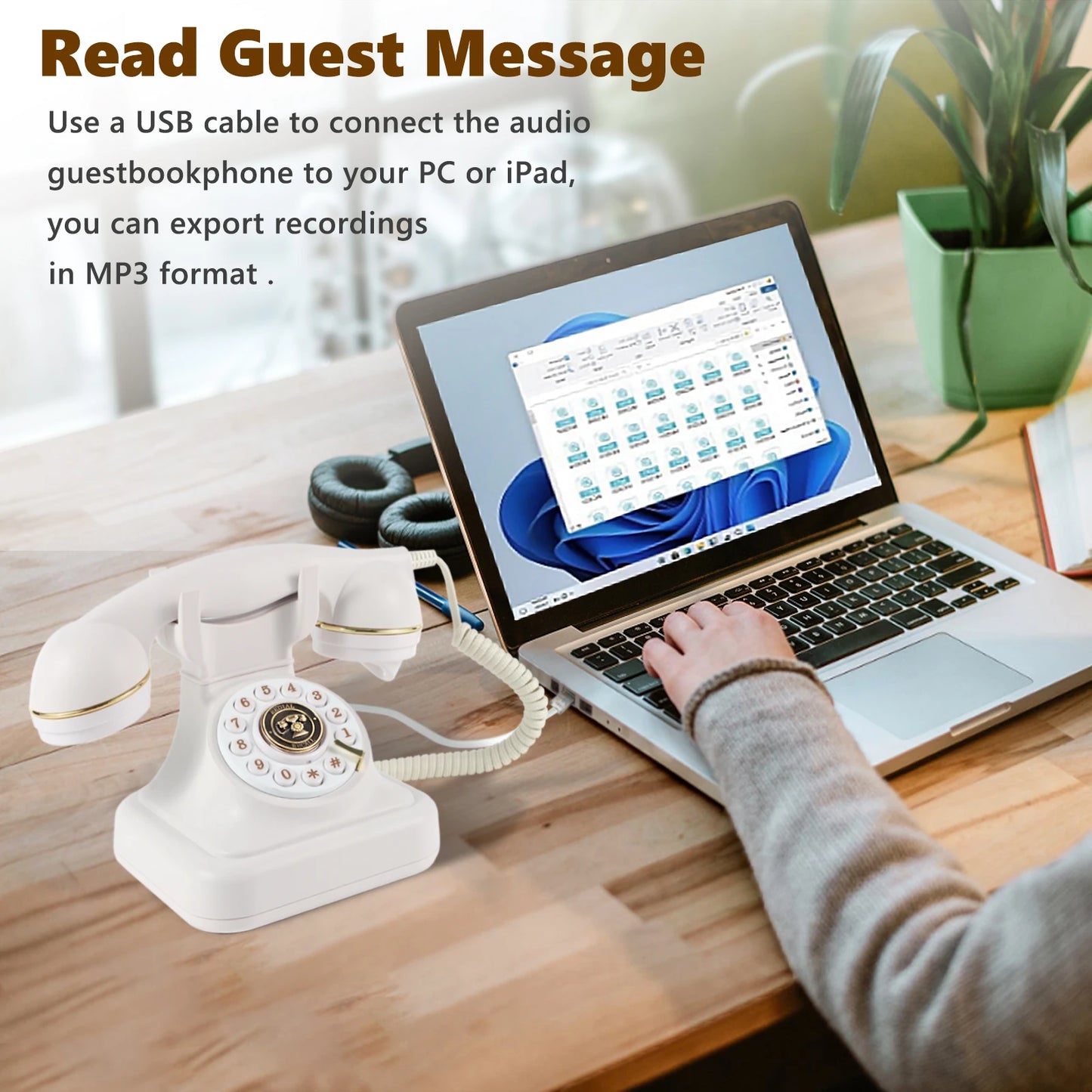 Audio Guest Book Wedding Phone Vintage Style Audio Message Voicemail for Graduation Retirement Party Birthdays Baby Shower