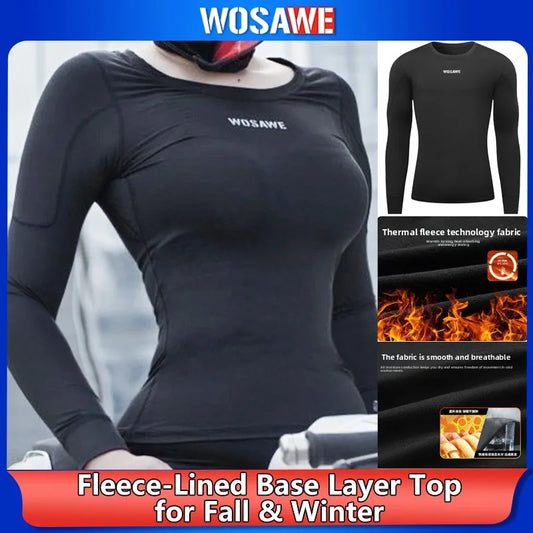 WOSAWE Women's Fleece Lined Thermal Underwear Set Motorcycle Skiing Base Layer Winter Warm Long Johns Shirts & Tops Bottoms