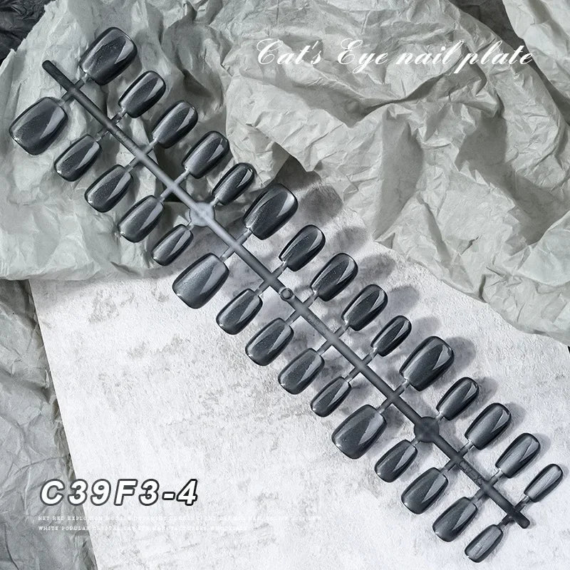 New 30Pc Cat Eyes Effect Press On Nails UV Gel Magnetic Cat Eye Fake Nails Handmade Artificial Nail Tips with Adhesive for Girls