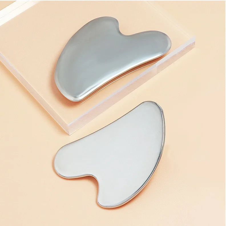 Gua Sha Board Heart Shape Stainless Steel Muscle Massage Tissue Therapy Scraping Plate Promote Blood Circulation Body Relaxation
