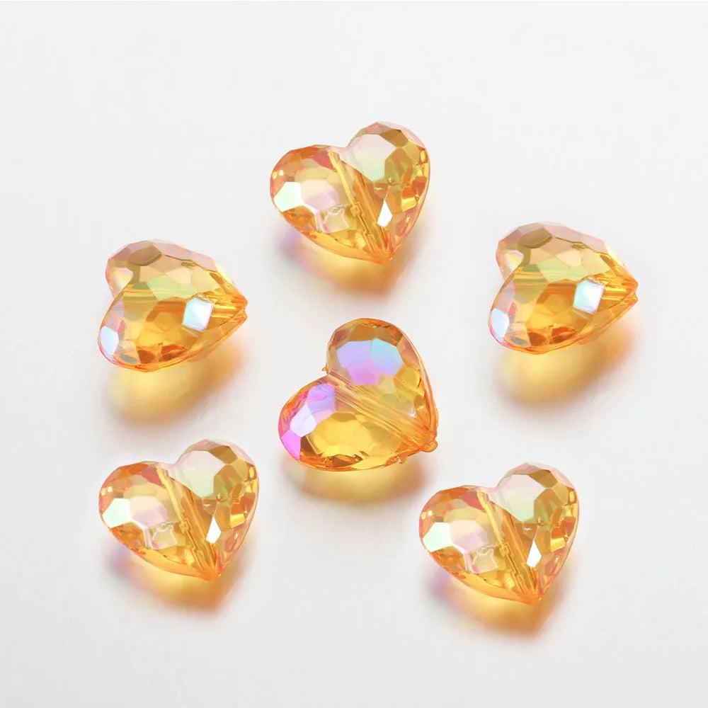 20pcs Mixed Color Love Heart Beads Clear Curtains Spacers for DIY Necklace Wind Chimes Christmas Valentine Gift Craft Materials