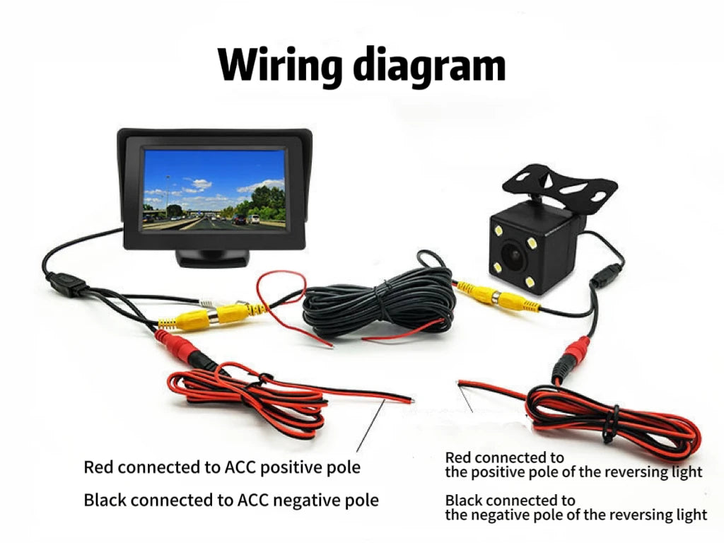 4.3 (16:9) Car Mounted Display Easy Install Desktop High-Definition Reverse Image Cargo Car Blind Spot Universal Machine Display