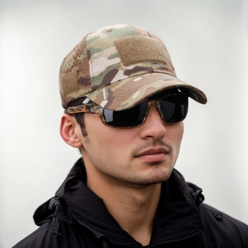 Athletic casual breathable camouflage baseball cap for men, military fan sun hat tactical hat military training hat bucket hat