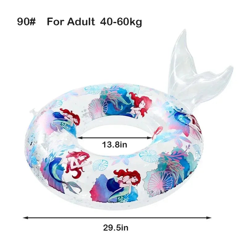 Rooxin Inflatable Swimming Ring Mermaid With Backrest Pool Floaters for Adult Teens Water Play Tube Swimming Mattress Pool Toys