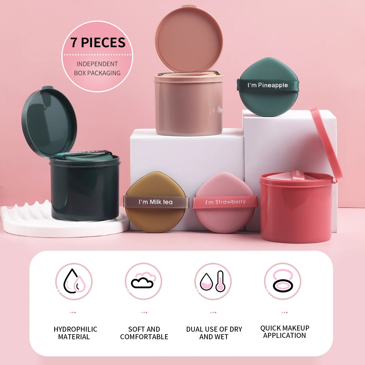 powder puff, 7pcs/box super-soft cushion  wet make-up sponge foundation powder powder BB cream special make-up tool