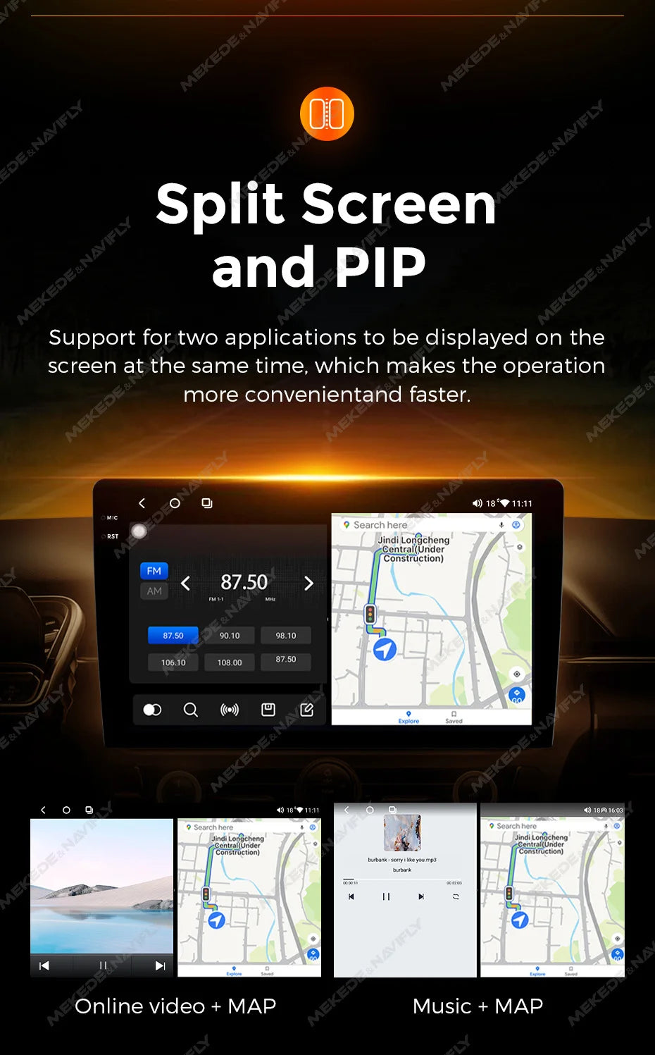 NaviFly 9 10 inch 1280*720 Car Multimedia Video Player Universal Stereo Radio GPS For Volkswagen Nissan Hyundai Kia Toyota