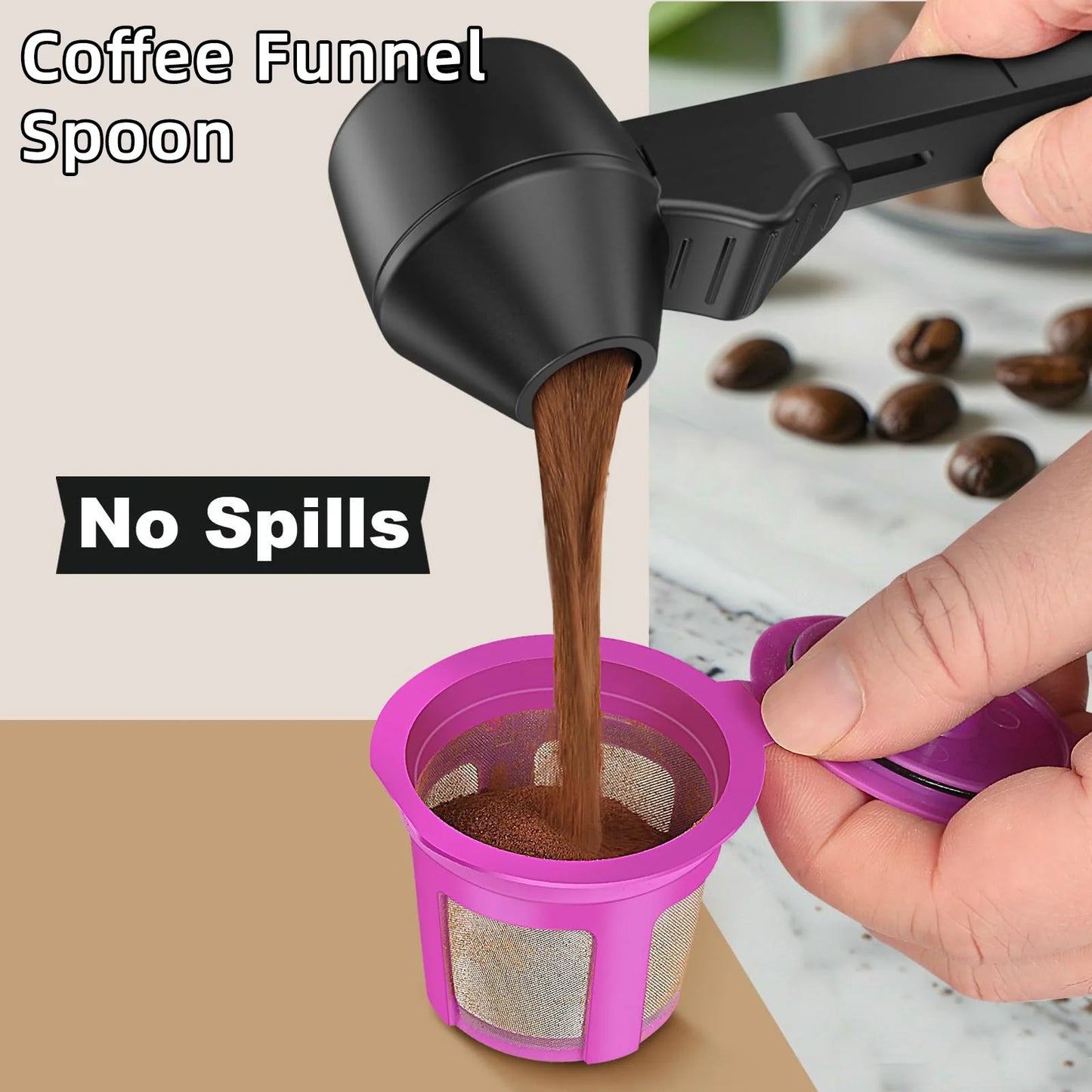 Creative Sliding Leakproof Coffee Scoop , Tablespoon Measuring Spoon Long Handle Coffee Spoon for Kitchen Cafe Making