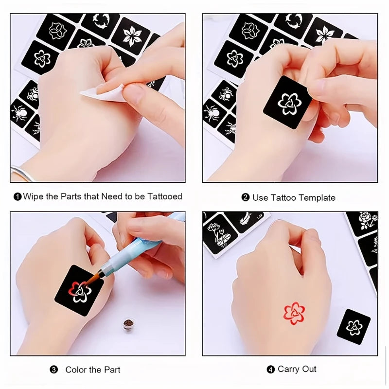 Colorful Tattoo Juice Paste,Easy-to-Use Henna Tattoo For Body Paint DIY Tattoos Temp, DIY Fake Tattoo Semi Permanent For Women
