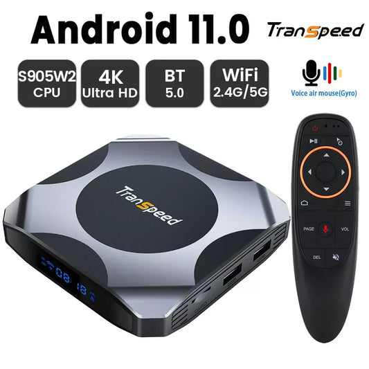 Transpeed AV1 Android 11 Amlogic S905W2 TV Box 2.4G&5.8G Wifi BT5.0 32G 64G  Media Player 4K 3D fast Set top box