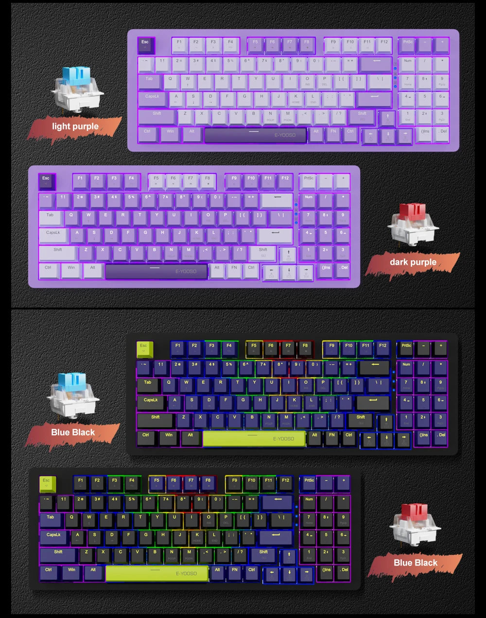 E-YOOSO Z94 USB Mechanical Gaming Keyboard Wired Monochrome Backlit 94 Key Russian Brazilian Portuguese for Compute Laptop PC