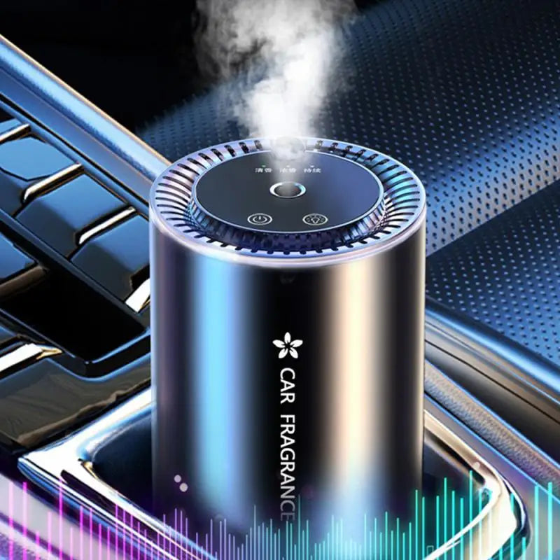 Car Air Freshener Essential Oil Fragrance Diffuser Smell Distributor USB Rechargeable Aromatherapy Scent Air Refresher LED Light
