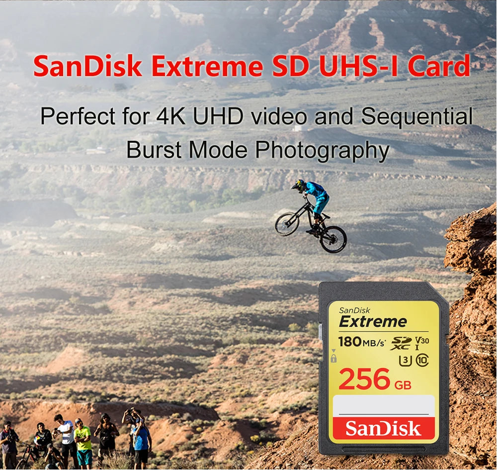 SanDisk SD Card for Camera 100M-200M/s 256GB 128GB 64GB 32GB Memory Card U3 U1 4K Flash Card for Camera Flash Card SDXC SDHC