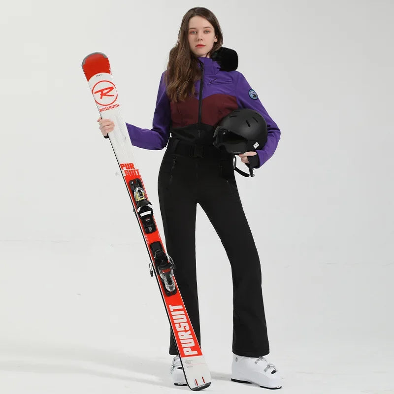 2025 Winter Skiing Suit Women Slim Fit Ski Overalls New Female Snowboard Clothes Outdoor Sport Pro Windproof Warm Snow Jumpsuit