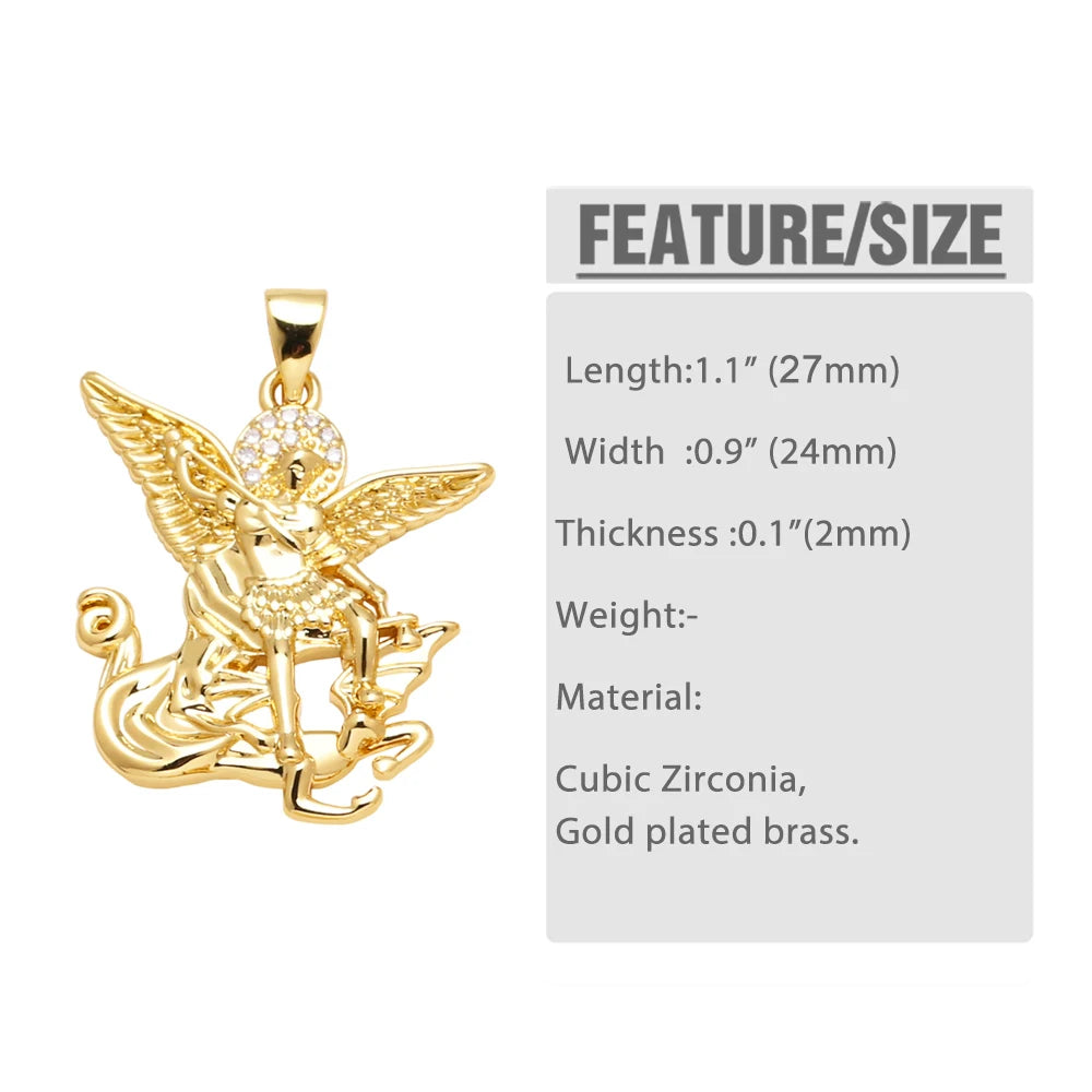OCESRIO White Crystal Big Cross Pendant for Necklace Copper Gold Plated Jesus Beads Crucifix Jewelry Making Supplies pdta698