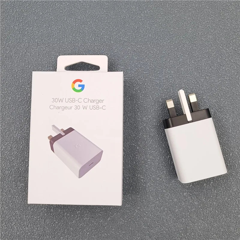 Google 30W PD Fast Charger for Pixel 8 7 6 Pro 8A 7A 6A 5A 4XL 4A EU/US/UK Power Wall Charge Adapter 100cm USB C to USB C Cable