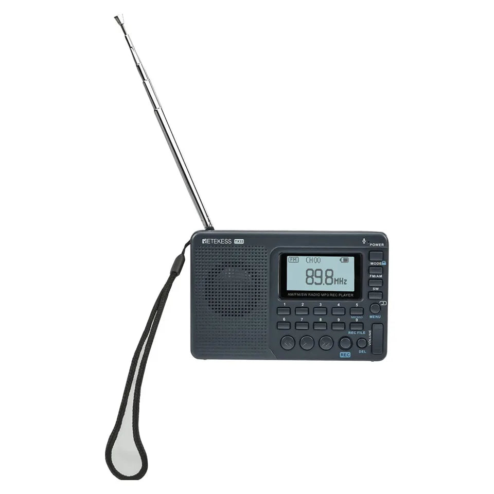 RETEKESS V115 Radio FM AM SW Portable Radios Rechargeable  Radio Batteries multiple bands  USB Recorder Speaker for Elders TX32