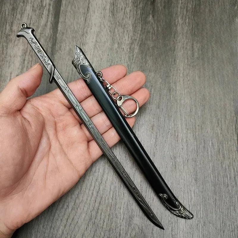 Glamdring Aragorn Narthil Sword Elves Anduril Middle-earth Weapon 22CM Metal Katana Samurai Sword Keychain Ornaments Gifts Toys