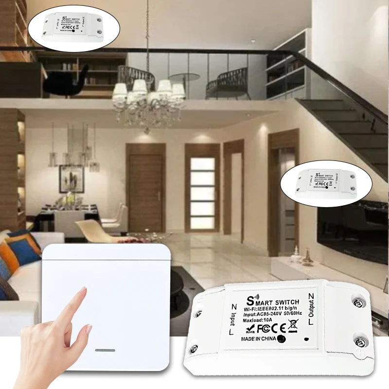 Wireless WiFi Light Switch RF 433MHZ Smart Wall Panel APP Voice Control Alexa Google Home Alice Mini Relay Receiver for LED Lamp